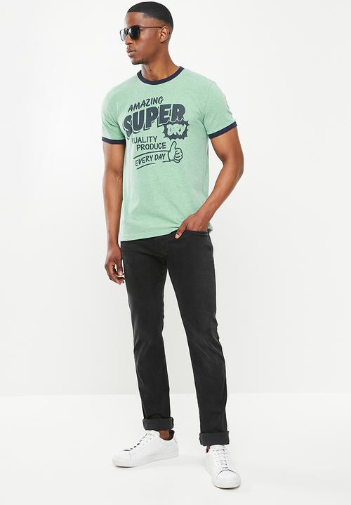 Superdry. - Workwear ringer tee - bright green marl
