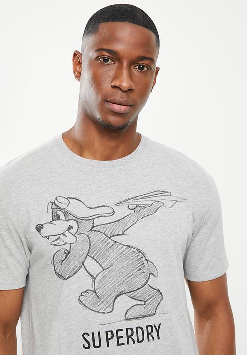 Superdry. - Military box fit graphic tee - grey marl