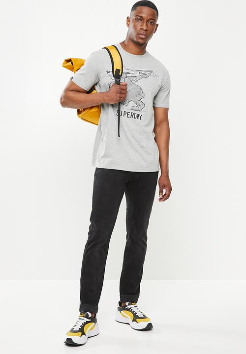 Superdry. - Military box fit graphic tee - grey marl