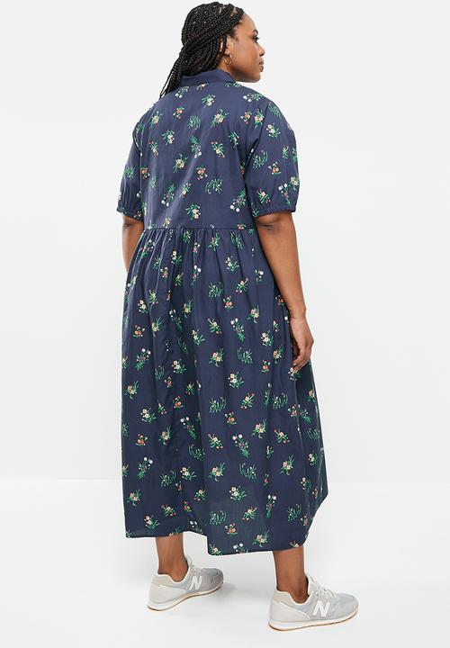 Glamorous - Plus cottage flora dress - navy