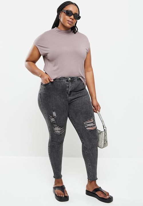 Glamorous - Plus ripped skinny jeans - washed black