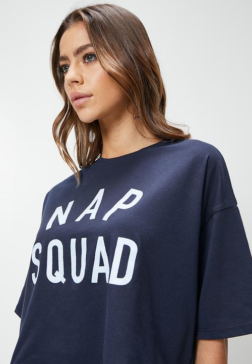 Blake - Placement print tee + shorts sleep set - navy 