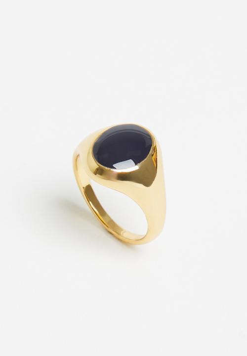 MANGO - Stone seal ring - black