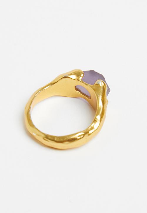 MANGO - Asymmetric crystal ring - gold
