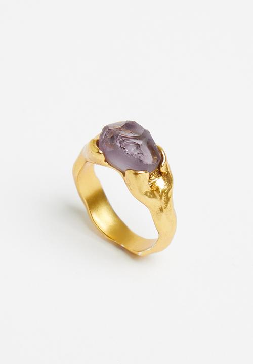 MANGO - Asymmetric crystal ring - gold