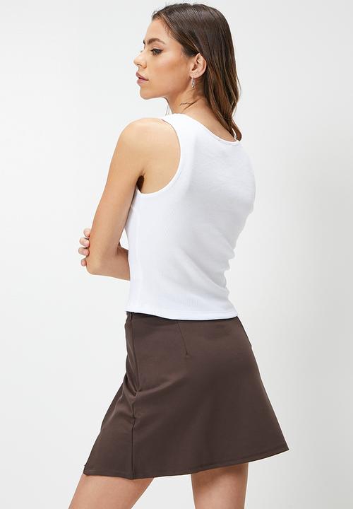 Blake - Cutout sleeveless crop top - white