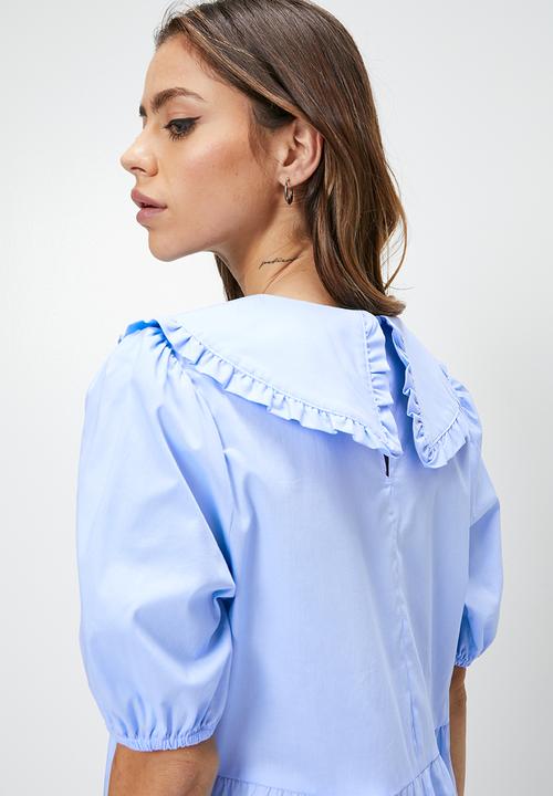 Blake - Peter pan collar mini babydoll dress - powder blue