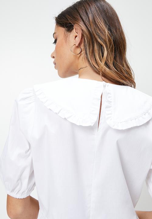Blake - Peter pan collar mini babydoll dress - white