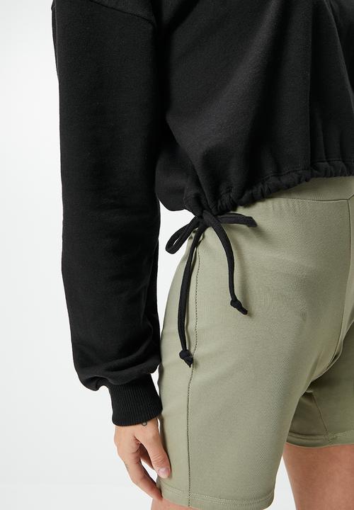 Blake - Soft v-neck waist tie sweater - black