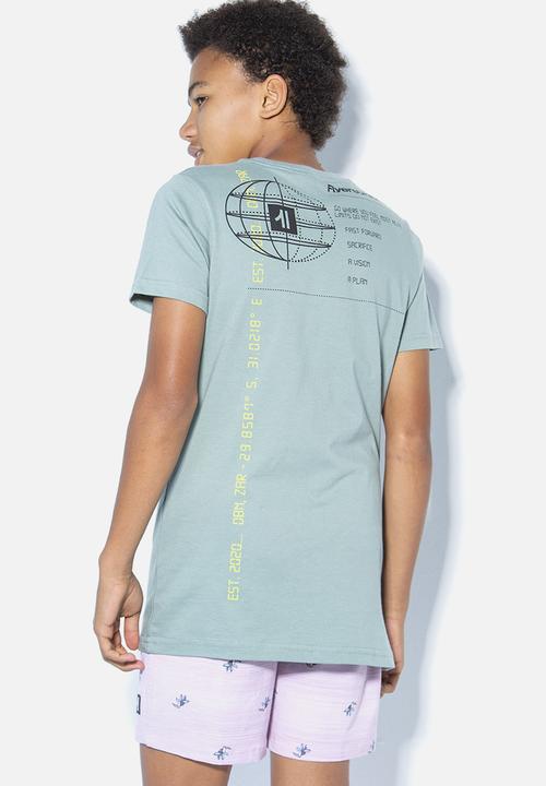 Flyersunion - Short sleeve print tee - sage
