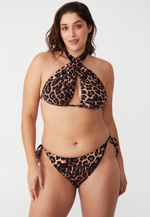 Cotton On - Curve floss bikini top - exotic leopard - brown 