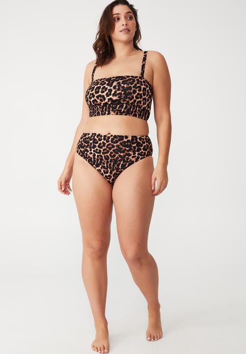 Cotton On - Curve high waisted bikini bottom - exotic leopard - brown 