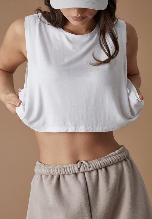Factorie - Cropped muscle tank - white