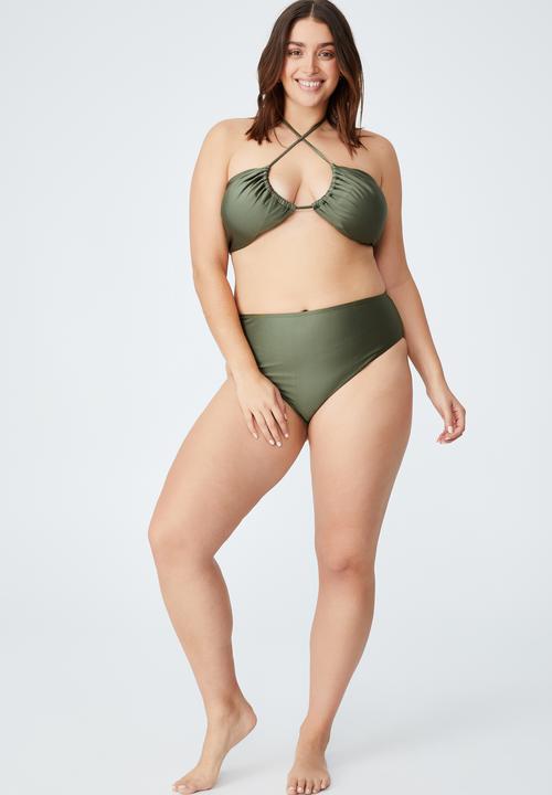 Cotton On - Curve high waisted bikini bottom - warm khaki