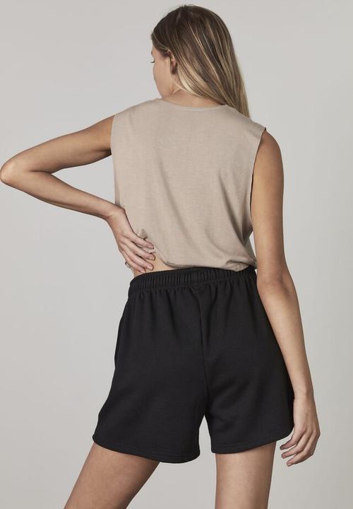 Factorie - Loopback fleece short - black/palm tree