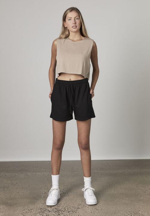 Factorie - Loopback fleece short - black/palm tree