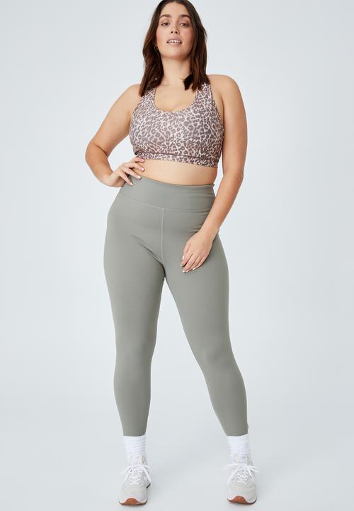 Cotton On - Curve strappy sports crop - textured leopard - brown 