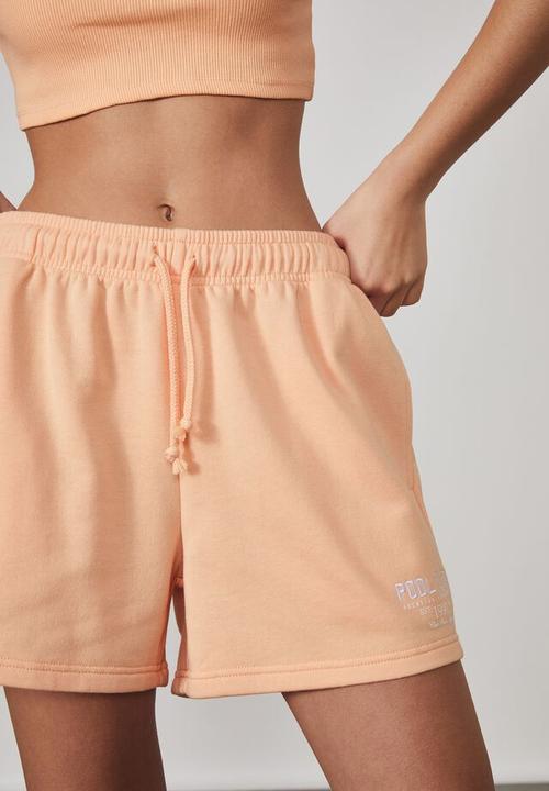 Factorie - Loopback fleece short - pale papaya/pool club 