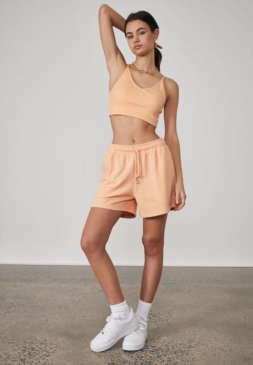 Factorie - Loopback fleece short - pale papaya/pool club 