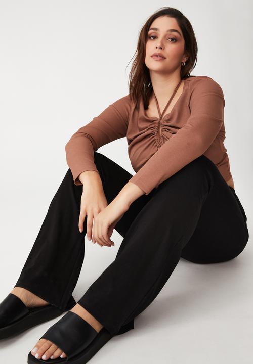 Cotton On - Curve v front pull on pant - black