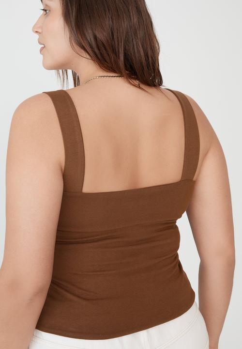 Cotton On - Curve wide strap tank - acorn