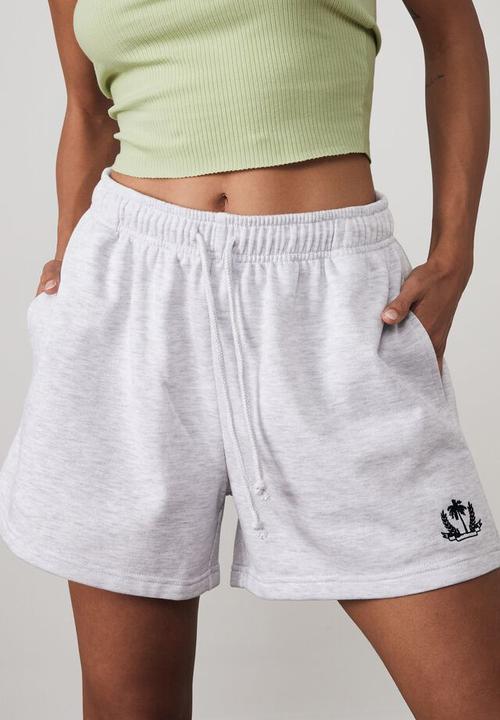Factorie - Loopback fleece short - silver marle/palm tree