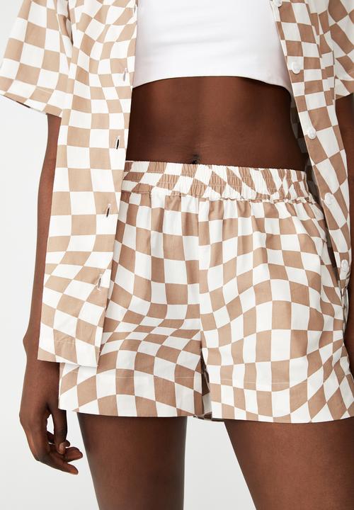 Cotton On - Summer daze short - chiara checkerboard - soft camel