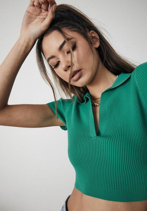 Factorie - Ultra crop short sleeve top - clover green