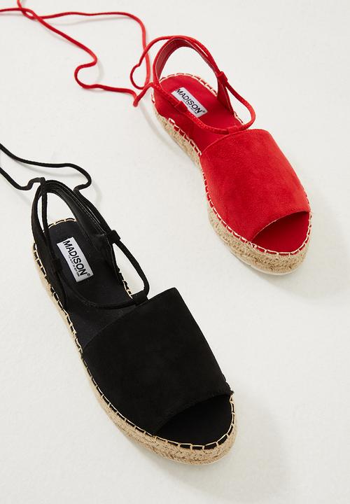 Madison® - Isabelle ankle tie espadrille sandal - red