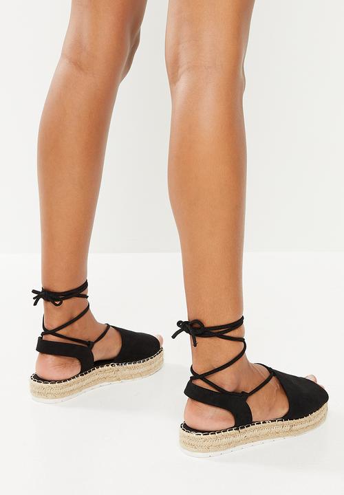 Madison® - Isabelle ankle tie espadrille sandal - black