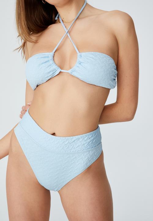 Cotton On - High waisted cheeky bikini bottom - sea salt blue