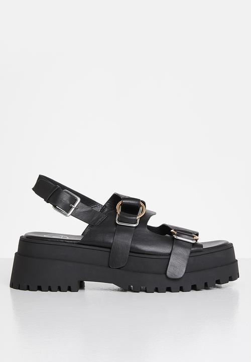 Missguided - Double buckle chunky sole sandal - black
