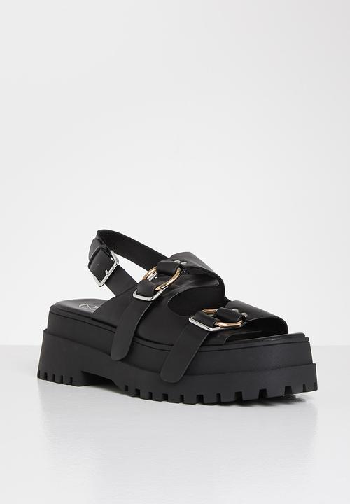 Missguided - Double buckle chunky sole sandal - black