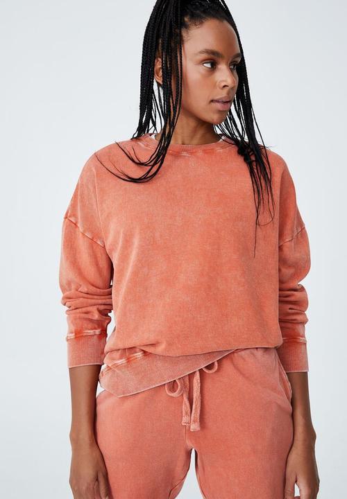 Cotton On - Lifestyle long sleeve crew top - clementine washed