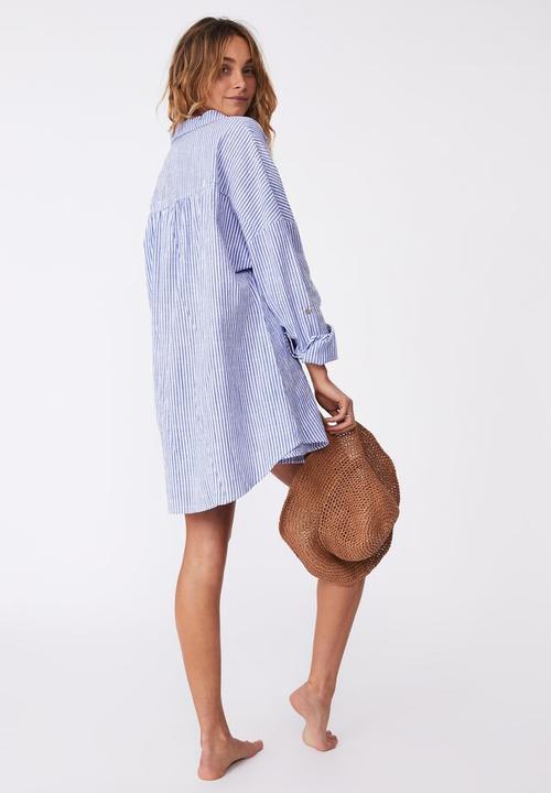 Cotton On - Swing beach shirt - white & blue 