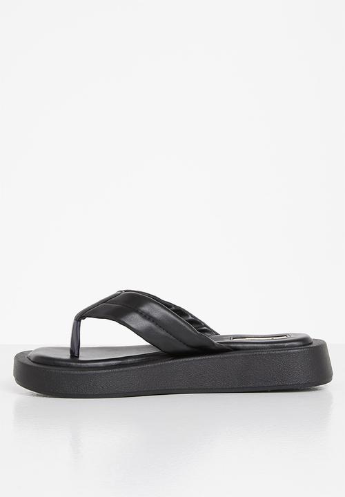 Plum - Honey chunky flatform flip flop - black