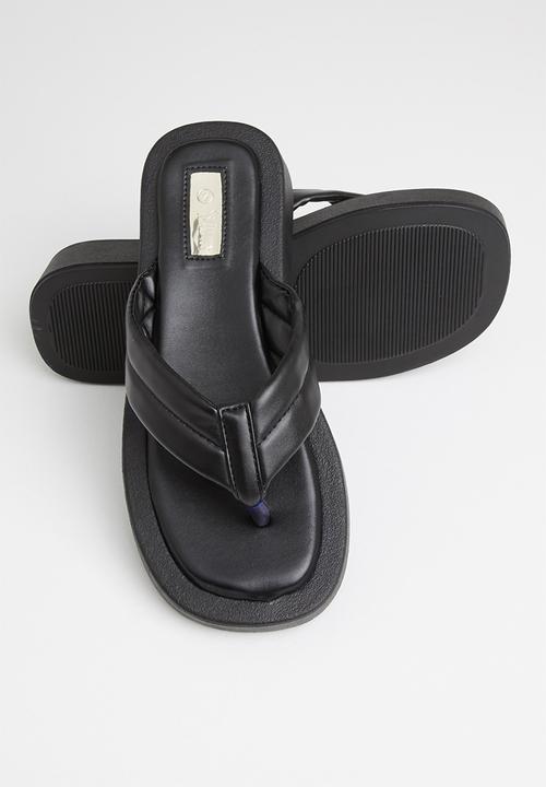 Plum - Honey chunky flatform flip flop - black