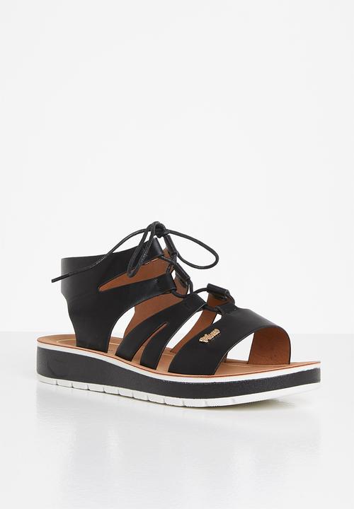 Plum - Ladonna strappy tie sandal - black
