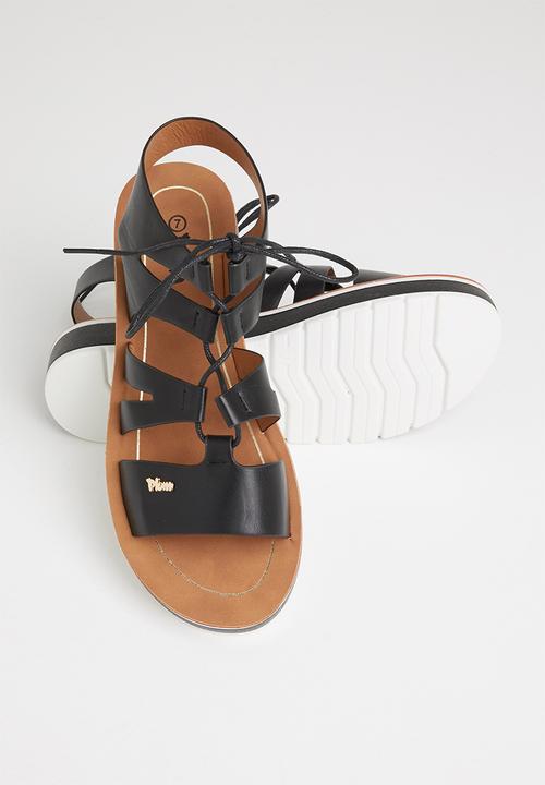 Plum - Ladonna strappy tie sandal - black