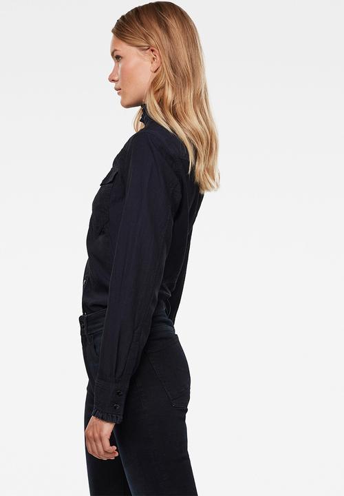 G-STAR - Western kick frill slim long sleeve shirt - rinsed