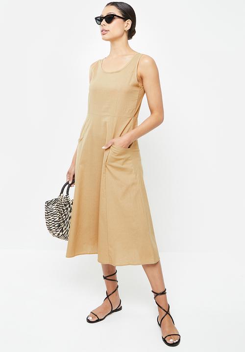 dailyfriday - Pocket tiered midi dress - stone