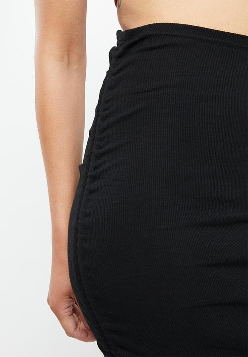 dailyfriday - Side ruched mini skirt - black