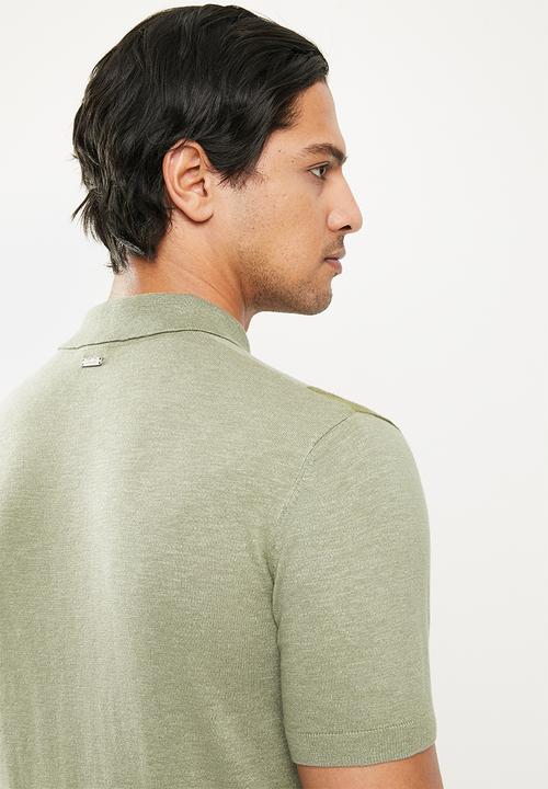 POLO - Cuban stripe knitted golfer - fatigue