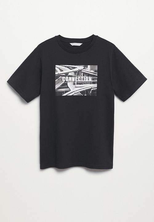 MANGO - T-shirt photo - black