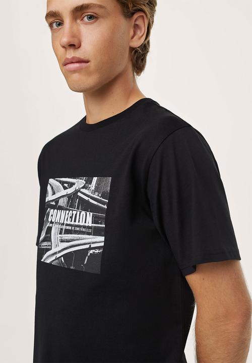 MANGO - T-shirt photo - black