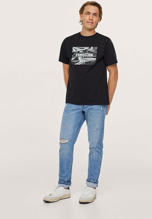 MANGO - T-shirt photo - black