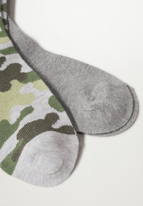 MANGO - Socks camu - grey & green 