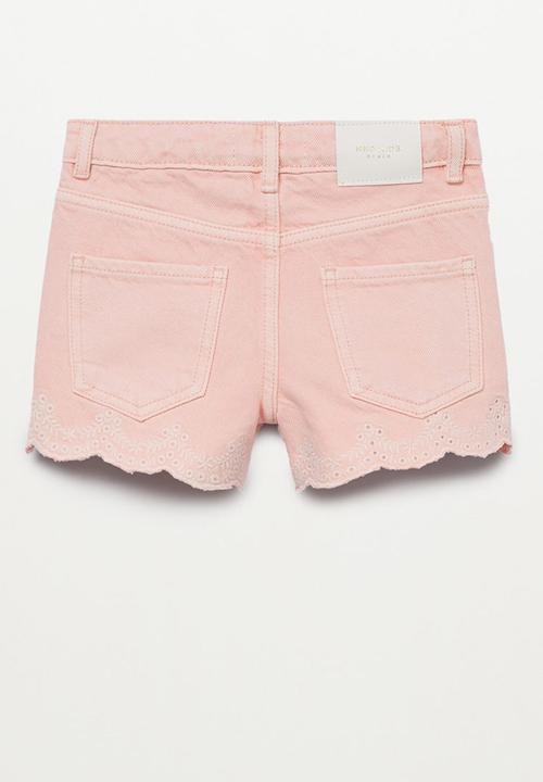 MANGO - Embroidered denim short - pink
