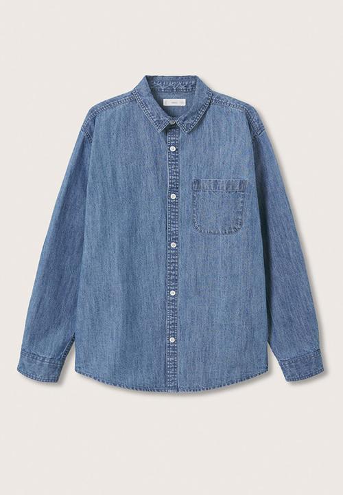 MANGO - Shirt lion - open blue