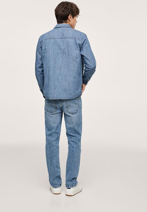 MANGO - Shirt lion - open blue